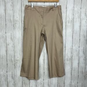 Calvin Klein Tan Khaki Wide Leg Casual Dress Work Pant Capri Size 10